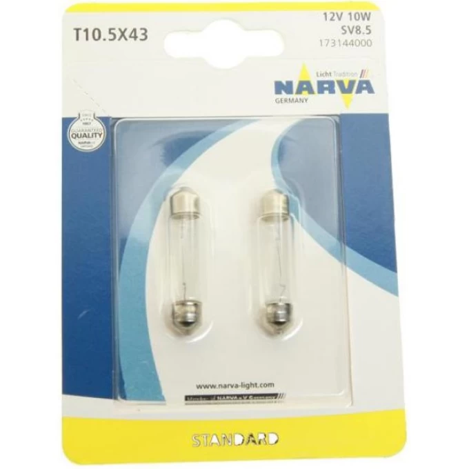 Лампа NARVA C10W SV8.5/8 12V 41мм 2 шт. 90520907 Лампа NARVA C10W SV8.5/8 12V 41мм 2 шт. 90520907