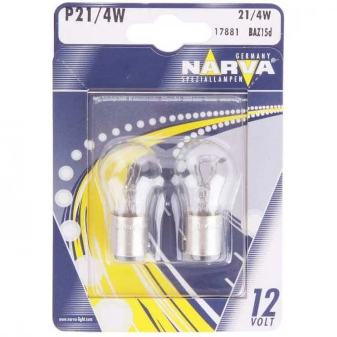 Лампа NARVA P21 4W 12V BAZ15d 2 шт. 117112282 Лампа NARVA P21 4W 12V BAZ15d 2 шт. 117112282