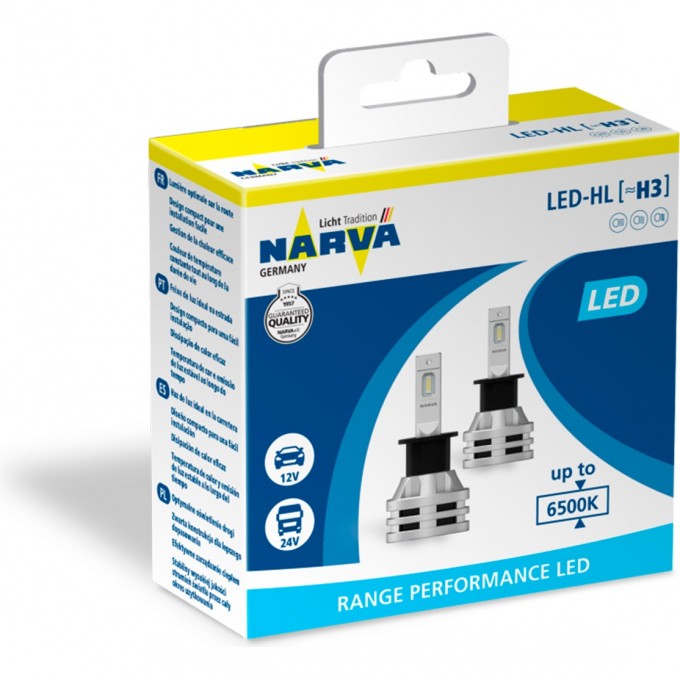 Лампа NARVA RANGE PERFORMANCE LED H11 12/24V 16W PX26d 6500K 2 шт. 100279591 Лампа NARVA RANGE PERFORMANCE LED H11 12/24V 16W PX26d 6500K 2 шт. 100279591