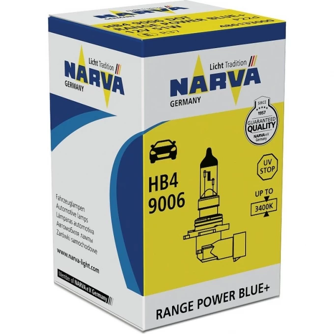 Лампа NARVA RANGE POWER BLUE+ HB4 12V 51W P22d 47380896 Лампа NARVA RANGE POWER BLUE+ HB4 12V 51W P22d 47380896